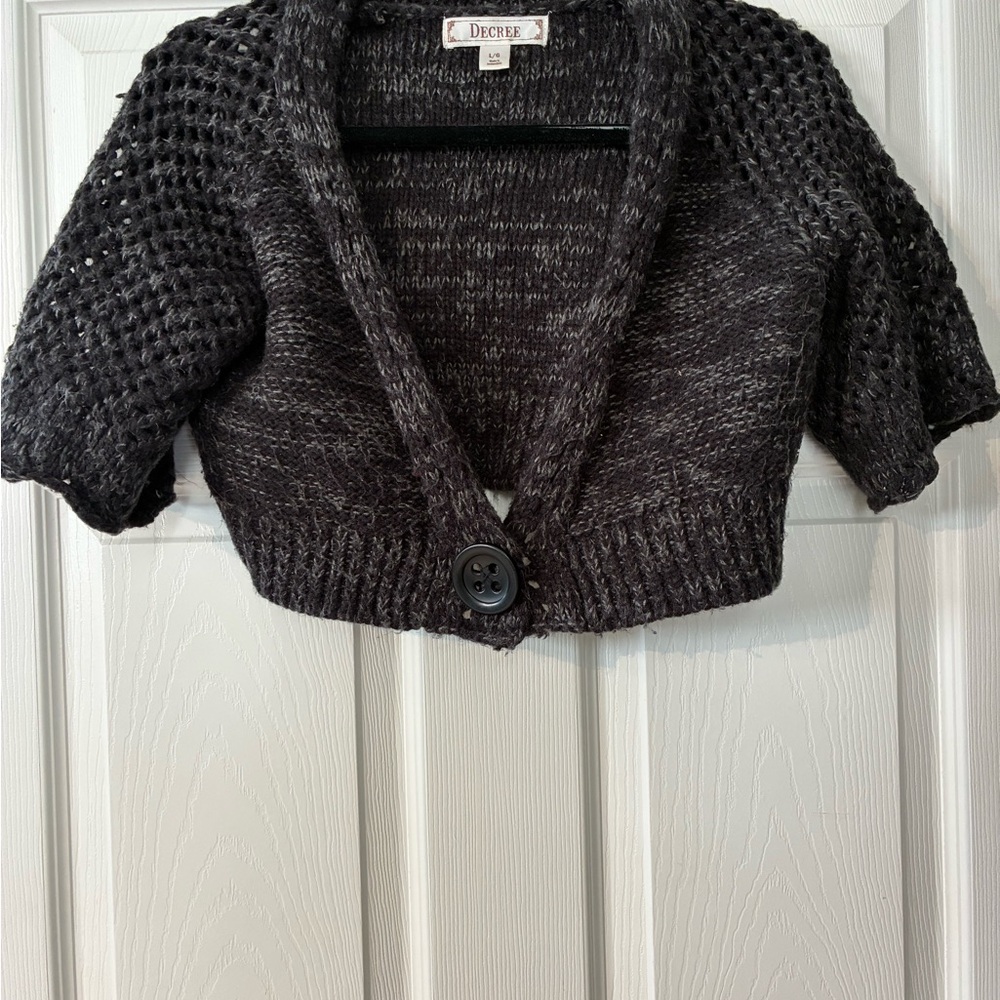 Cropped Cardigan Black Knit Women's Sweater